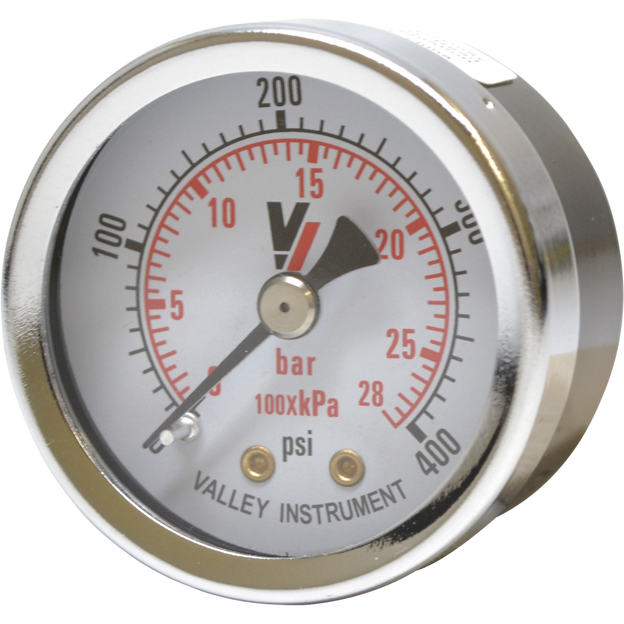 Valley Industries, 1.5in. Back Mt Gauge 400PSI, Case Material Steel, Min. Operating Pressure 0 PSI, Max. Operating Pressure 400 PSI, Model# 0220DSB400
